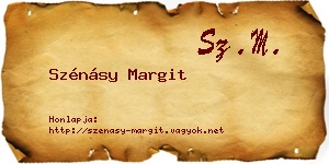 Szénásy Margit névjegykártya